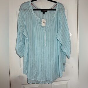 Lane Bryant Light Blue Striped Blouse